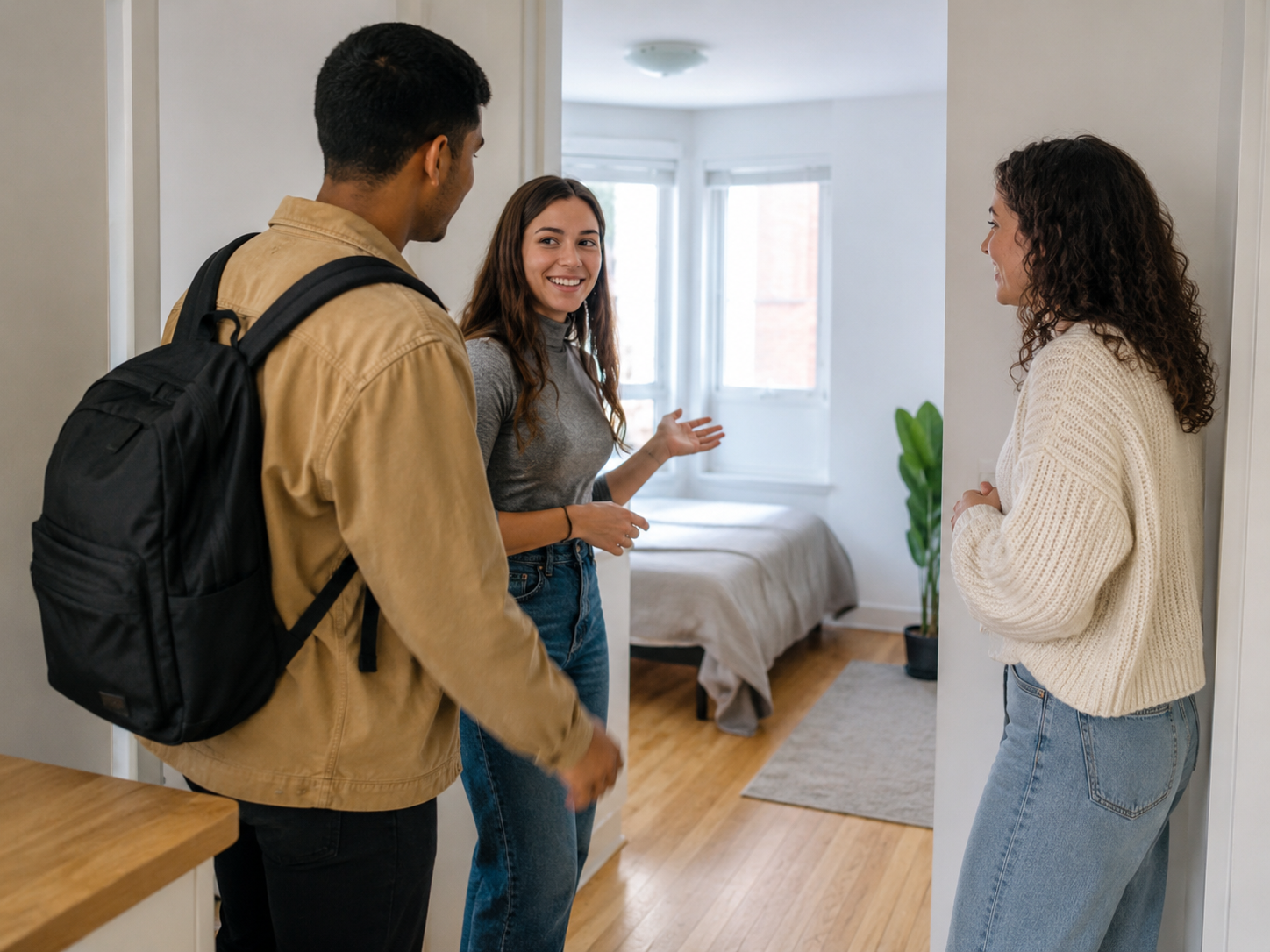 Jóvenes visitando un piso compartido